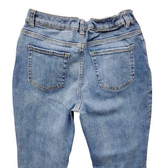 Cat & Jack Flare Super Stretch Jeans Size 14 Girls Blue Denim Distressed Raw hem - Picture 4 of 11